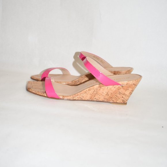 $450 Stuart Weitzman Aleena Wedge Slide Patent Cork mules magenta 10.5 (TC7) - Picture 4 of 7